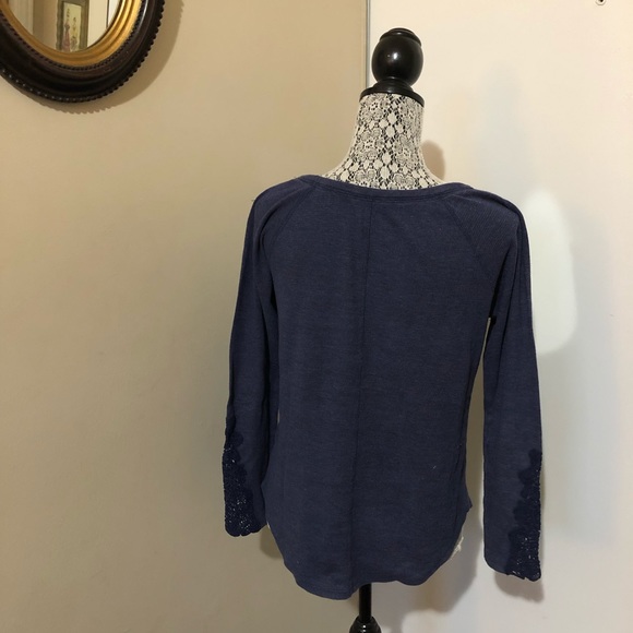 American Eagle Navy Blue Lace Long Sleeve Shirt - Picture 2 of 5